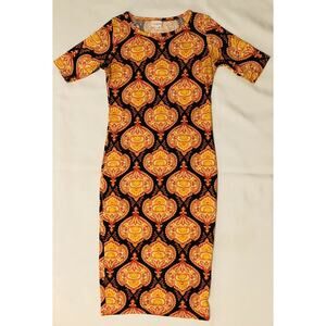 LuLaRoe Julia Dress Women XS Multicolor Pattern Stretch Comfort Casual Career